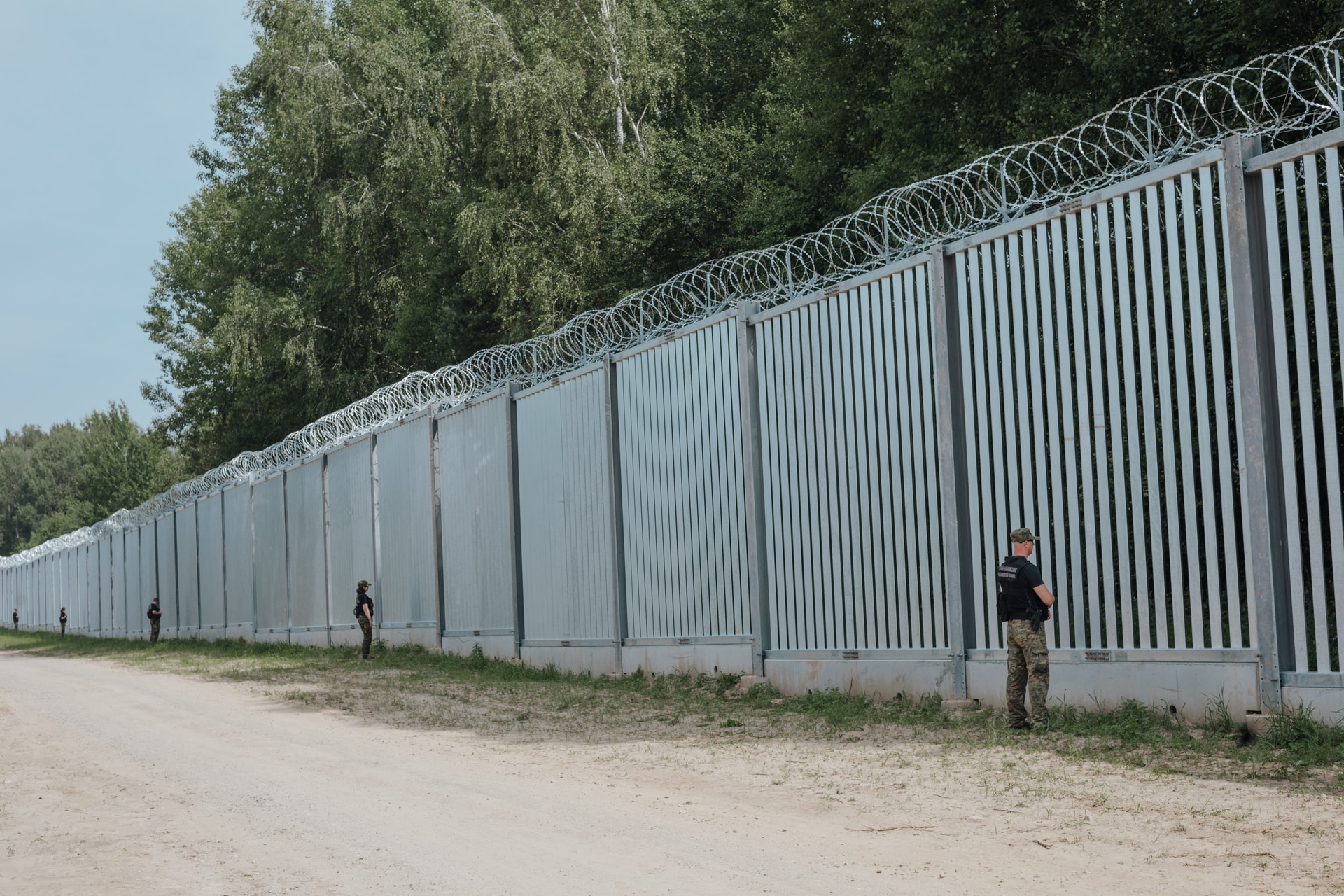 A border wall constructed between Poland and Belarus in recent years. The same wall design is being used by Greece at the Greek-Turkish border. (Photo credit: Polish Government)